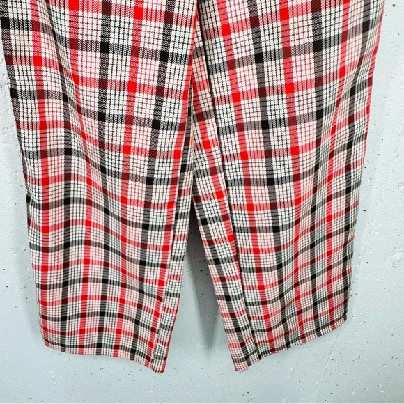 Vintage Handmade Women’s Size 4 / 6 Red White Brown Plaid Wide Leg Pants - Picture 4 of 13